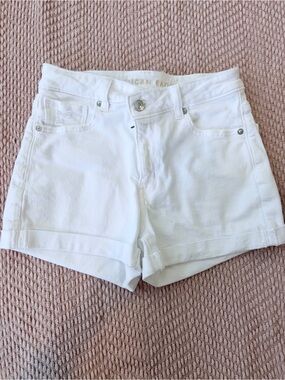 American Eagle Outfitters White Rolled Hem Denim Shorts